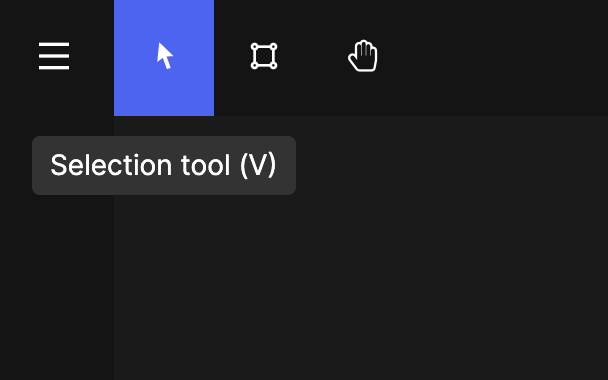 Selection tool in the top bar