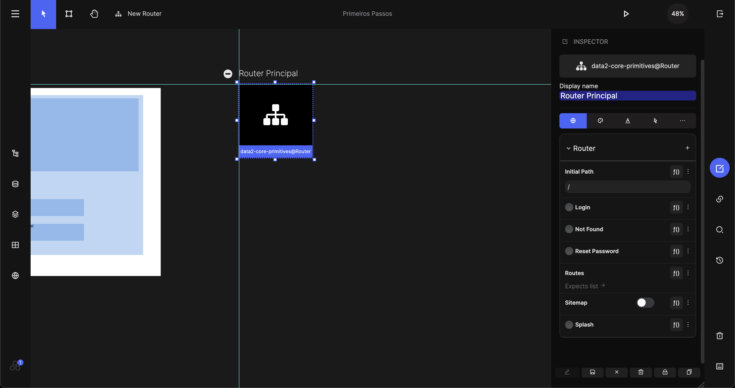 Router com Display Name e Initial Path