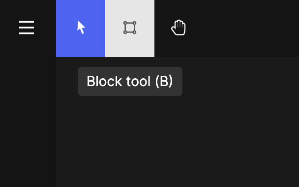 Block Tool na barra superior